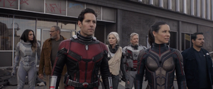 Ant-Man with Wasp, Hank, Janet, Ghost and Luis.