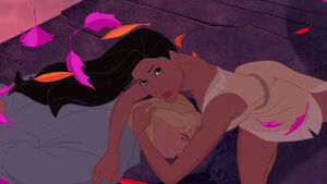 Pocahontas still shielding John with her body.