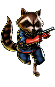 Rocket Raccoon as he appears in Marvel VS Capcom 3.