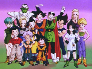 The Z-Fighters and their friends during the Great Saiyaman and World Tournament Sagas