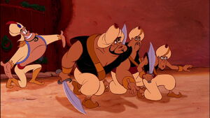 Razoul and his goons exceedingly impressed with the arrival of "Prince Ali."