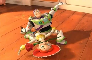 Buzz and Jessie dancing at the ending credits of Toy Story 3.