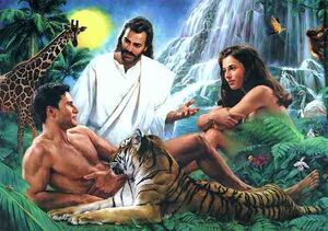 God brings Adam and Eve all the beasts of the field.