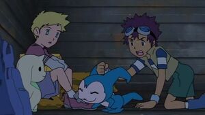 Willis, Terriermon, DemiVeemon and Davis