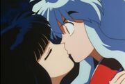 Inuyasha and Kikyo kiss