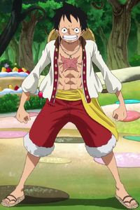 Luffy's first outfit during the Whole Cake Island Arc.