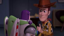 Woody refusing to go back to Andy's house, testing his friendship with Buzz.