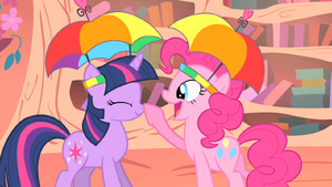 Pinkie Pie honking Twilight's nose S1E15