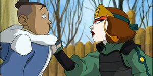 Suki meets Sokka for the first time.