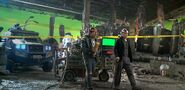 Charlie Day and Burn Gorman on the Baby Kaiju set