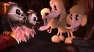 Betrayus lures his clone to get attacked by Fluffy