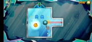 A naval mine blocking off a laser in Pac-Man Friends