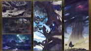Concept art of Sky-high Tree and Torn Lands