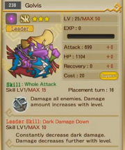 Golvis' stats and appearance in Pac-Man Monsters.