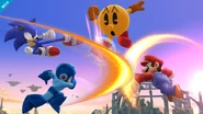 Pac-Man Image 2.jpg (96 KB) Sonic appearing alongside Mario, Pac-Man, and Mega Man in Super Smash Bros. for Wii U