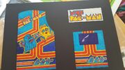 Early cabinet art designs for Ms. Pac-Man (at the time named Miss Pac-Man) portrayed her artwork appearance similar to that of Bally Midway's Pac-Man art.
