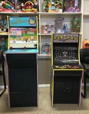 Early mock-ups of "Arcade One" cabinets from 2017, crafted out of foam boards.