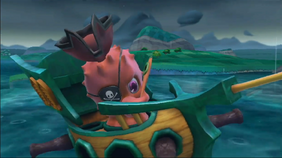 Captain Tentacle about to get launched.