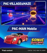 Promotional image featuring the Pac-Village and Maze stage and the Pac-Man Mobile