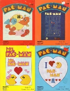 Millcraft, Pac-Man cross-stitch pattern books (#1-4, front covers)