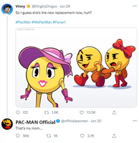 the alleged Pac-Man Twitter reply