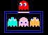 The Ghost Gang's 8-bit look in the original Pac-Man arcade game