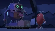Cylindria can't tell the difference of a robot Huge Foot and an inflatable costume Huge Foot