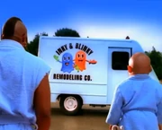 The remodeling truck in the North American Pac-Man World commercial.