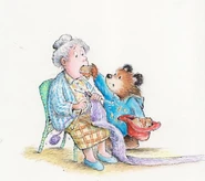 Paddington feeds Mrs. Bird a marmalade sandwich