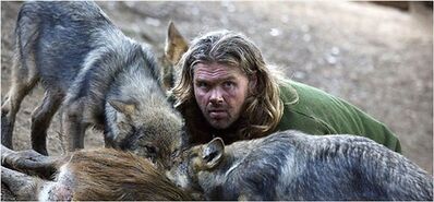 Hombre con lobos