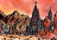 Concept art of Forbidden Valley and The Cathedrale by Peter Siedl