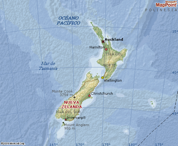 mapa politico de nueva zelanda