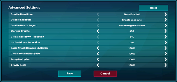 Custom Advanced Settings