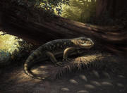 Art reconstruction of Bolg amondol raiding a nest