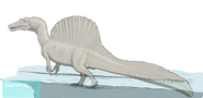 Sketch illustration of Spinosaurus walks in water