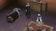 Unconscious Gil, Reim and Break in a room at Pandora's headquarters