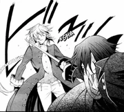 Glen points his sword at Jack.