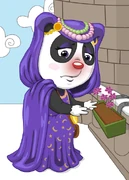 Kamaria with a red nose in winter