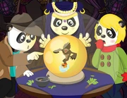 Kamaria, Max and Ella, seeing the Yeti in the crystal ball