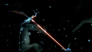 Guard robots lock on to the dragon with their laser sight.