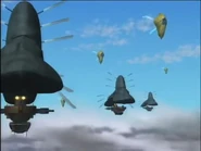 Naraka Class Imperial Battleships and escort aircraft from Panzer Dragoon Original Video Animation