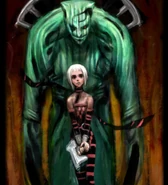 Concept art of an early design of Abadd with Orta.