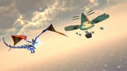 Naraka Class Imperial Battleship and escort aircraft from Panzer Dragoon: Remake