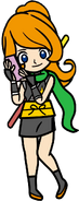 Mona Gold and her phone ninja outfit ponytail Swordswoman