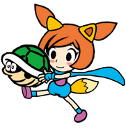 Kitsune Ana holding a green shell