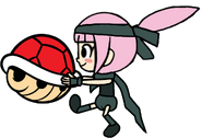 Metal kat holding a red koopa shell
