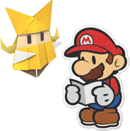 Mario reading a note alongside Olivia.