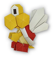 An individual origami Koopa Paratroopa.