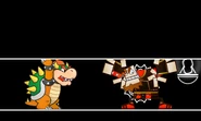 O'Chunks and Bowser holding up the collapsing ceiling in 8-1.