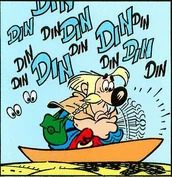 Boz mentre utilizza il vettore dimensionale per raggiungere Topolino e Pippo